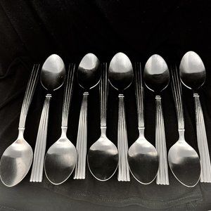 Cambridge Flatware Stainless Ribbed‎ Ridges Soup Spoon Set of 10